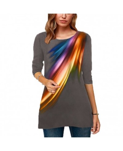 Women Ladies Loose Print Blouse Tops Long Sleeve Casual Tunic Shirt Round Collar Tops NOV99 $24.18 - Blouses & Shirts