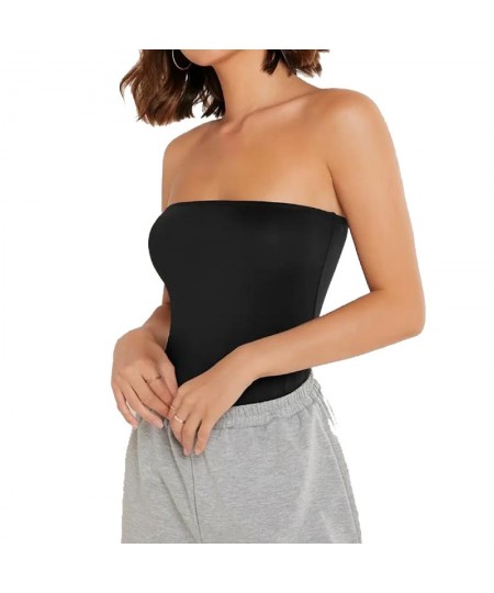 Top women's new elastic ultra-thin leisure solid strapless sleeveless fashion summer tube top women's wear $24.92 - Underwear