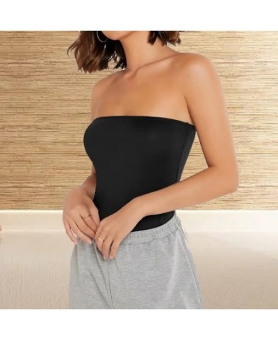 Top women's new elastic ultra-thin leisure solid strapless sleeveless fashion summer tube top women's wear $24.92 - Underwear