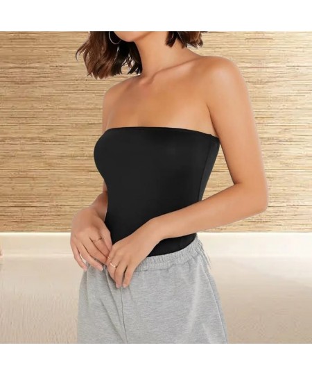 Top women's new elastic ultra-thin leisure solid strapless sleeveless fashion summer tube top women's wear $24.92 - Underwear