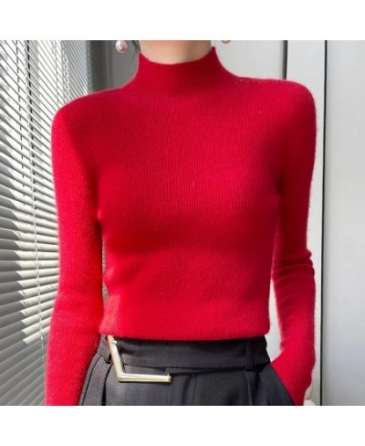 Autumn Winter Korean Fashion Femme Pullover Thick Knitted Women's Half Turtleneck sweater Long sleeve Women Warm jumper $26.7...