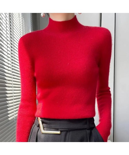 Autumn Winter Korean Fashion Femme Pullover Thick Knitted Women's Half Turtleneck sweater Long sleeve Women Warm jumper $26.7...