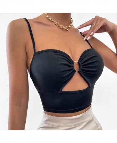 women tank top tummy control Sexy Solid Color Stitching Ring Hollow Chest Wrapping Sexy Suspender Vest Intimates langerie sex...