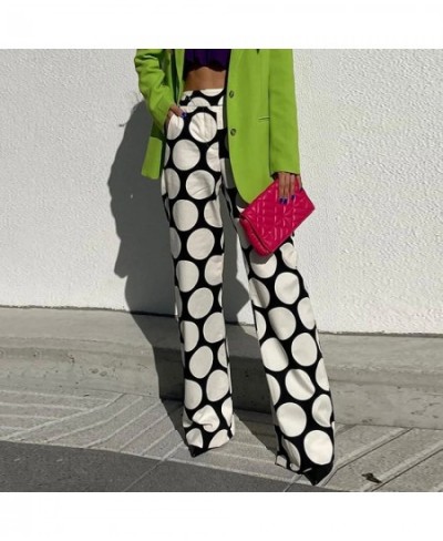 Fashion Female White Black Bottom Casual Original Contrast Color Polka-Dot Printed Wide Leg Pants for Women 2022 New $60.26 -...