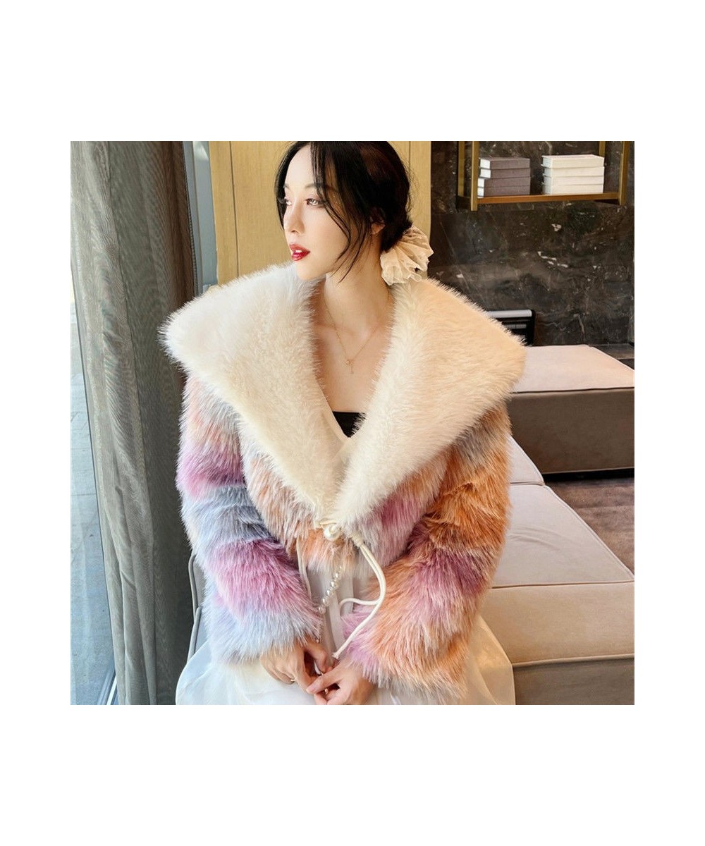 Lapel Collar Faux Fox Fur Short Jackets Women Winter Warm Fur Coats Pink Party Club Luxury Fluffy Overcoat Tops $90.44 - Jack...