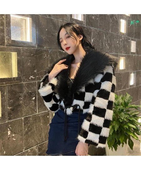 Lapel Collar Faux Fox Fur Short Jackets Women Winter Warm Fur Coats Pink Party Club Luxury Fluffy Overcoat Tops $90.44 - Jack...