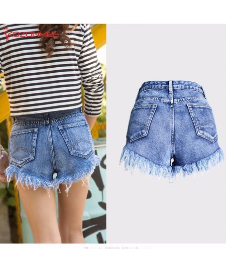 Women Girls Casual High Waist Denim Shorts Tassel Ripped Effect Hot Denim Shorts For Women KO70 $44.61 - Jeans