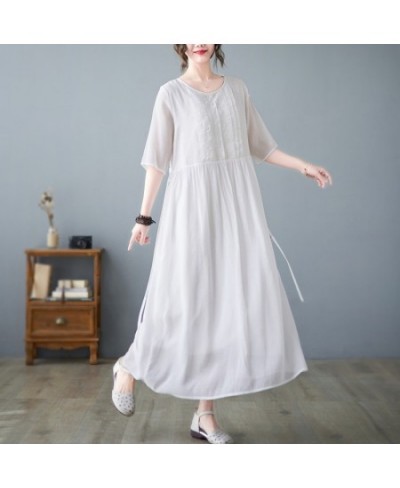 Ruffled Cotton And Linen Summer Dresses Woman 2022 Female White Loose Casual Long Dress Pocket Lace-Up Maxi Dress Women Robe ...