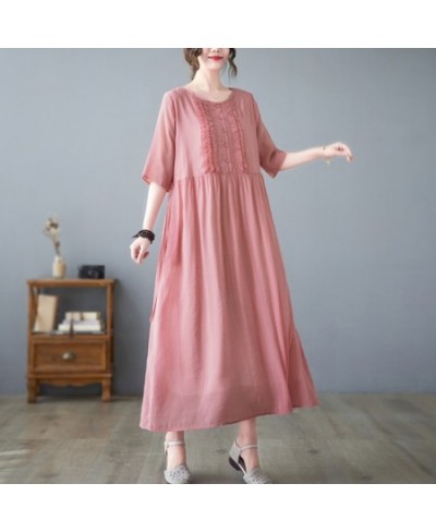 Ruffled Cotton And Linen Summer Dresses Woman 2022 Female White Loose Casual Long Dress Pocket Lace-Up Maxi Dress Women Robe ...