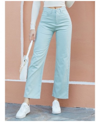 New Straight Wide Leg Jeans Women Vintage Solid Basic Stretch High Waist Denim Pants 2022 Jeans Streetwear $46.45 - Jeans