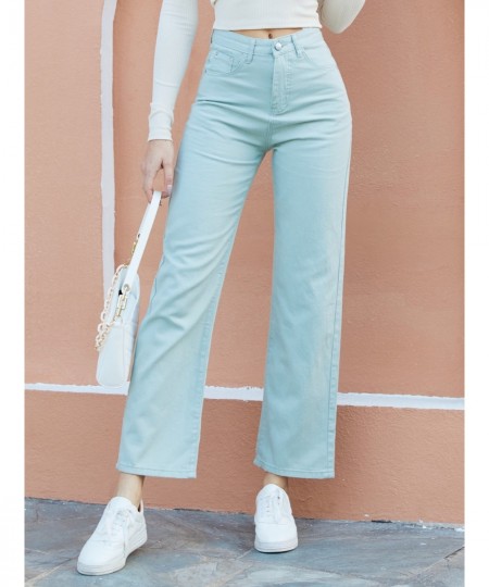 New Straight Wide Leg Jeans Women Vintage Solid Basic Stretch High Waist Denim Pants 2022 Jeans Streetwear $46.45 - Jeans