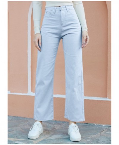 New Straight Wide Leg Jeans Women Vintage Solid Basic Stretch High Waist Denim Pants 2022 Jeans Streetwear $46.45 - Jeans