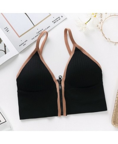 Top Top Seamless Up Crop Back Bra Camisoles Women's Sexy Tops Sports Front Sports V-neck Tube Push Lingerie Beauty Zipper Tan...