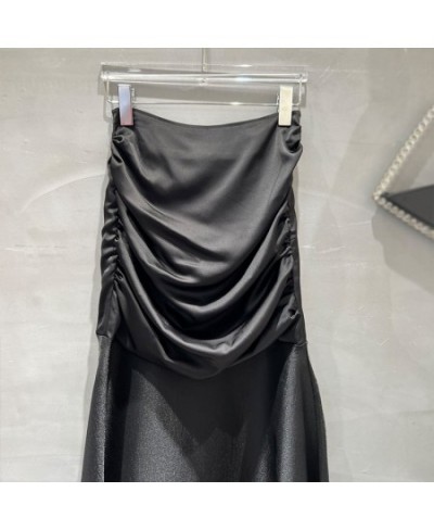 Elegant Skirts For Women Solid Color Folds Designer Slilm Trumpet Skirt Fashion Long Fishtail Skirts Femela Clothing $60.35 -...