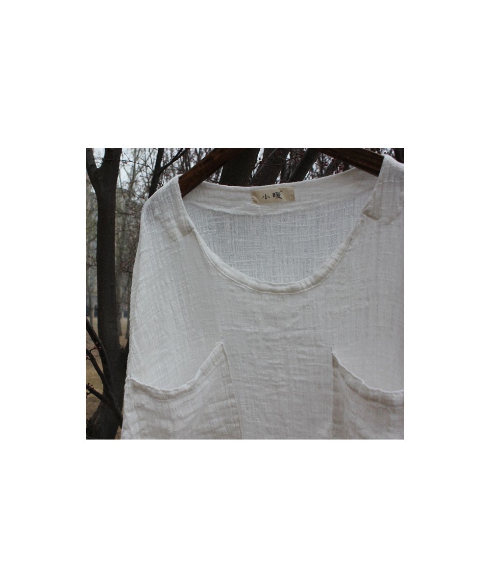 Chinese Style Summer Style Simple Atmospheric Texture Sparse Linen Loose Mid-length Blouse Bottoming Shirt Ladies Shirt $45.0...