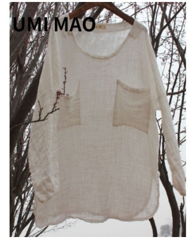 Chinese Style Summer Style Simple Atmospheric Texture Sparse Linen Loose Mid-length Blouse Bottoming Shirt Ladies Shirt $45.0...