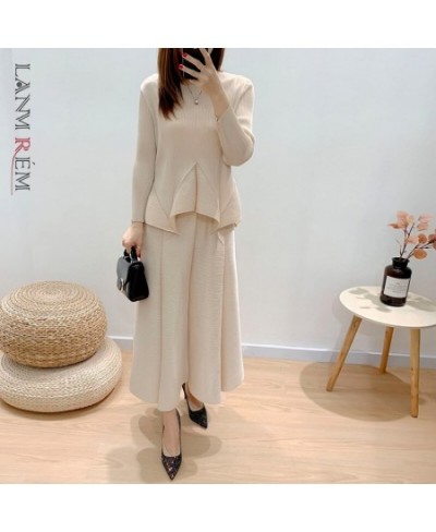 Green Beige Suit Round-neck Pleated Loose Casual Pullover Long-sleeved Top+ankle-length Skirt Female Fashion Tide 2A1446 $94....