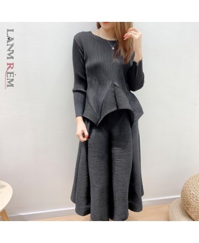 Green Beige Suit Round-neck Pleated Loose Casual Pullover Long-sleeved Top+ankle-length Skirt Female Fashion Tide 2A1446 $94....