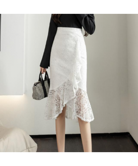 2022 Autumn Business Mid-Length Hip Skirt Women Summer irregular High Waist Slim Fit Lace Fishtail Skirt Women 2XL $43.06 - S...