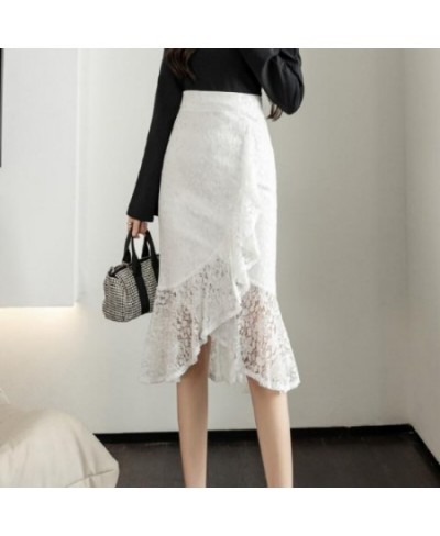 2022 Autumn Business Mid-Length Hip Skirt Women Summer irregular High Waist Slim Fit Lace Fishtail Skirt Women 2XL $43.06 - S...