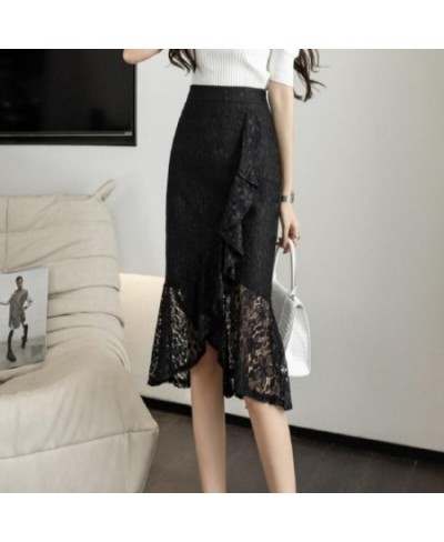 2022 Autumn Business Mid-Length Hip Skirt Women Summer irregular High Waist Slim Fit Lace Fishtail Skirt Women 2XL $43.06 - S...