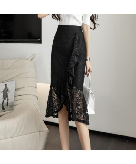 2022 Autumn Business Mid-Length Hip Skirt Women Summer irregular High Waist Slim Fit Lace Fishtail Skirt Women 2XL $43.06 - S...