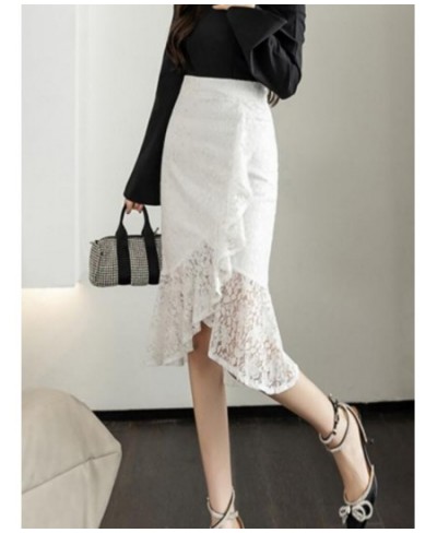 2022 Autumn Business Mid-Length Hip Skirt Women Summer irregular High Waist Slim Fit Lace Fishtail Skirt Women 2XL $43.06 - S...