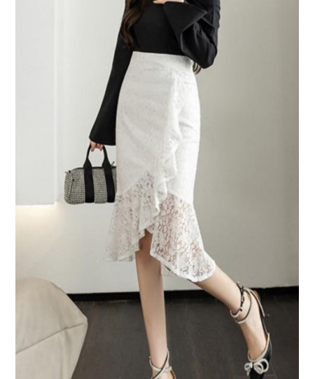 2022 Autumn Business Mid-Length Hip Skirt Women Summer irregular High Waist Slim Fit Lace Fishtail Skirt Women 2XL $43.06 - S...