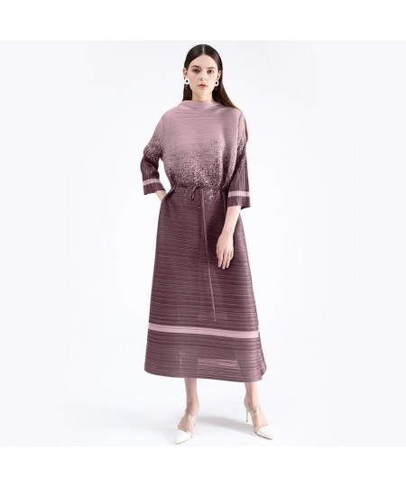 Summer Dress Women Three Quarter Flare Sleeve Fold Contrast Vestidos De Fiesta Sashes Fashion Elegant Dress $95.33 - Dresses