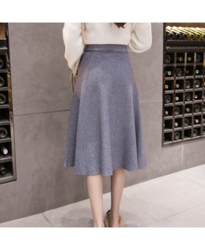 Autumn Cashmere Blend Knitted Midi Skater Skirts Bowknot Gray Wool A-line Winter Knit Skirts $33.23 - Bottoms