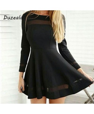 2023 Women Dress Spring Summer Ladies Knee Length Vintage Mesh Sexy O-Neck Black Party Dresses Black Dress S-XL $44.35 - Dresses