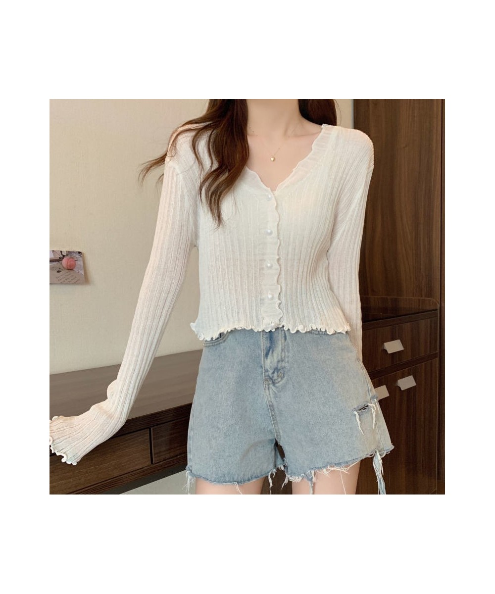 Ropa Mujer Long Sleeve Solid Korean Button Up Fashion Cardigan Women Knitted Ribbed Single Breasted White High Street Girl To...