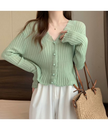 Ropa Mujer Long Sleeve Solid Korean Button Up Fashion Cardigan Women Knitted Ribbed Single Breasted White High Street Girl To...