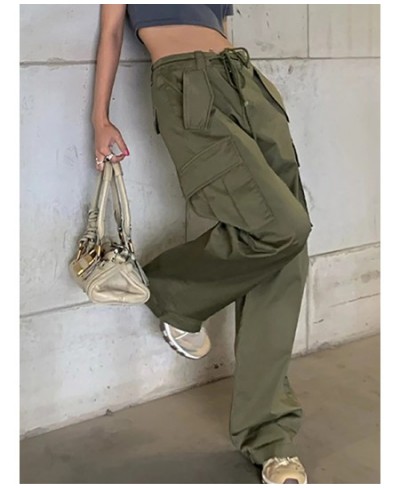 Pockets Drawstring Straight Cargo Pants Women Solid Parachute Trousers Y2K Fashion Streetwear pantalones de mujer $51.45 - Pa...