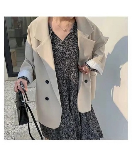 Vintage Brown Blazer Women Elegant Official Ladies Spring Autumn Fashion Long Sleeve Oversized Chic Casual Suit Jacket $44.07...