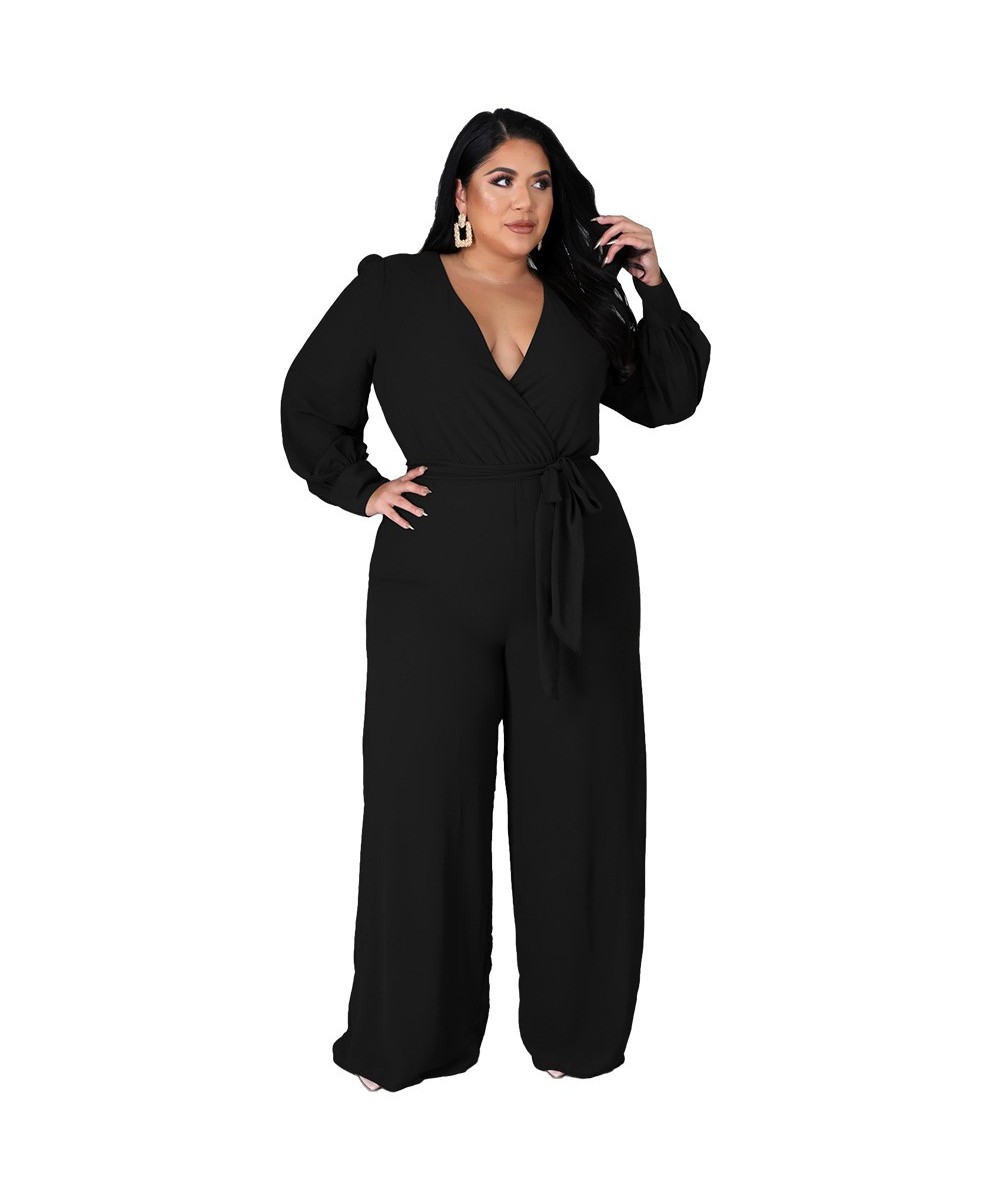 Fashion Plus Size Women's Suit Temperament Loose Straight Solid Color BeltJumpsuit New 2022 Women's Suit $61.31 - Plus Size C...