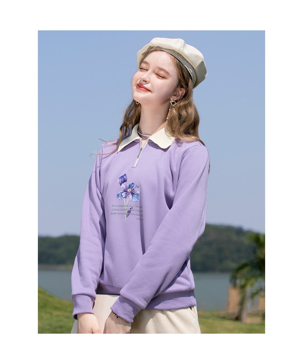 Polo Collar Hoodie Women Clothing 2023 Spring Elegant Pullover Sweatshirts Long Sleeves Printed Clothes 2224194843 $60.70 - P...