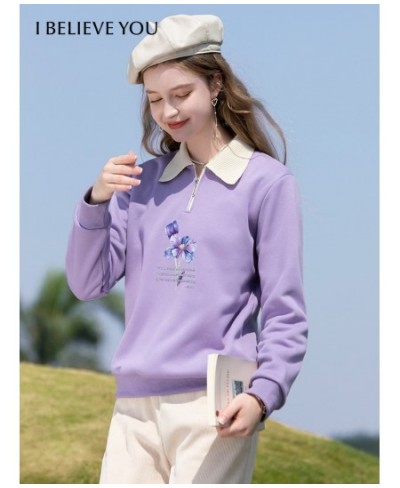 Polo Collar Hoodie Women Clothing 2023 Spring Elegant Pullover Sweatshirts Long Sleeves Printed Clothes 2224194843 $60.70 - P...