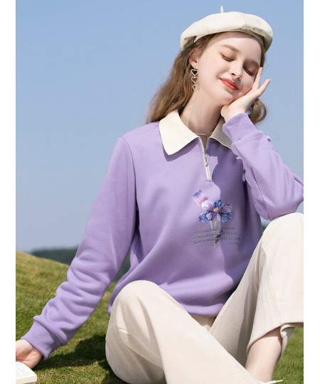 Polo Collar Hoodie Women Clothing 2023 Spring Elegant Pullover Sweatshirts Long Sleeves Printed Clothes 2224194843 $60.70 - P...