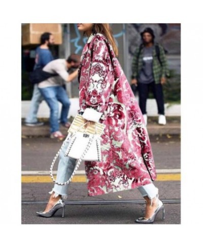 2023 New Fashion Medium Long Women's Woolen Coat Autumn Winter Temperament Color Matching Lapel Printing Women Woolen Coat F5...