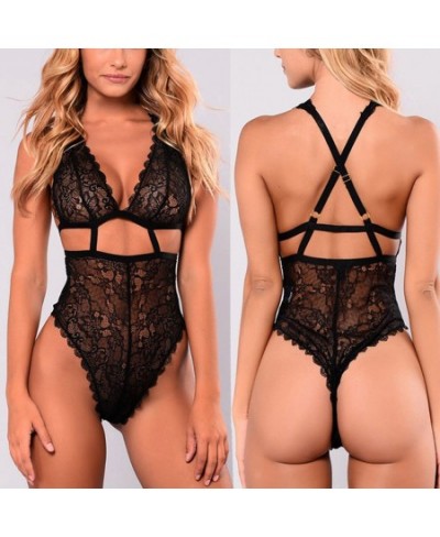 Lingerie Set For Women Lace Sexy V-neck Lingerie Underwear Hollow Out Jumpsuit Bodysuit Lingerie Set Plus Size Female Underwe...