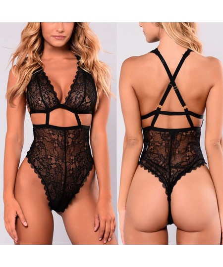 Lingerie Set For Women Lace Sexy V-neck Lingerie Underwear Hollow Out Jumpsuit Bodysuit Lingerie Set Plus Size Female Underwe...