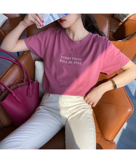 T-shirts Women Loose Simple Mujer De Moda Students Candy Color Camisetas Female Round Neck Casual Korean Style Summer $22.09 ...