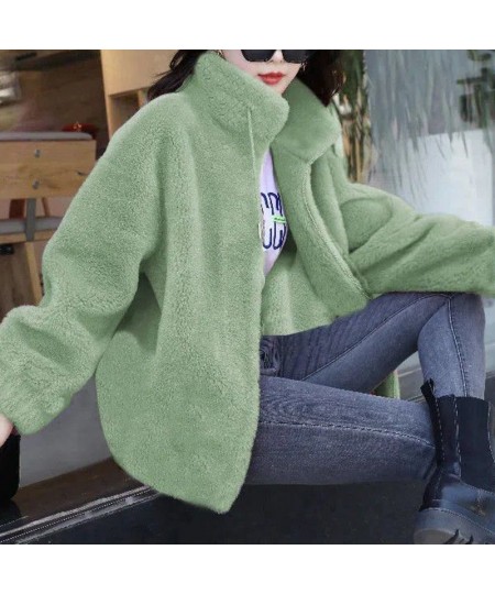 2022 Winter Stand Collar Two Sided Velvet Thick Warm Faux Fur Coat Ladies Casual Fashion All-match Outwear Women Cardigan $39...