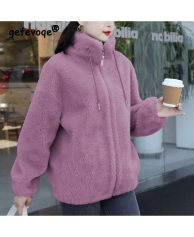 2022 Winter Stand Collar Two Sided Velvet Thick Warm Faux Fur Coat Ladies Casual Fashion All-match Outwear Women Cardigan $39...