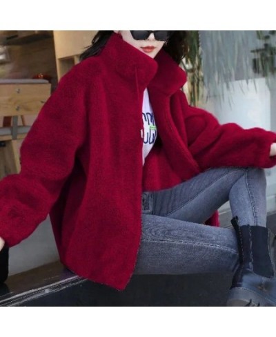 2022 Winter Stand Collar Two Sided Velvet Thick Warm Faux Fur Coat Ladies Casual Fashion All-match Outwear Women Cardigan $39...