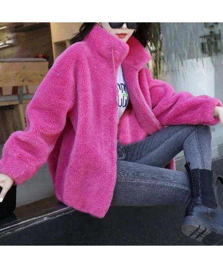 2022 Winter Stand Collar Two Sided Velvet Thick Warm Faux Fur Coat Ladies Casual Fashion All-match Outwear Women Cardigan $39...