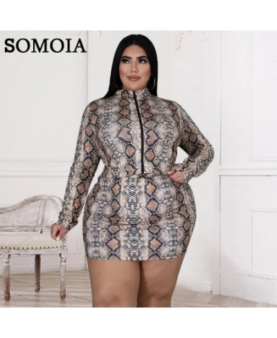 Plus Size Sexy Serpentine Print 3 Piece Sets Womens Outfits Zipper Long Sleeve Cardigan Strapless Vest and Mini Skirts Clothe...