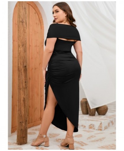 Plus Size Women Elegant Dresses Fashion Halter Shawl Party Dresses Solid Color Wrinkled Tight Dress Large Size Female Clothin...