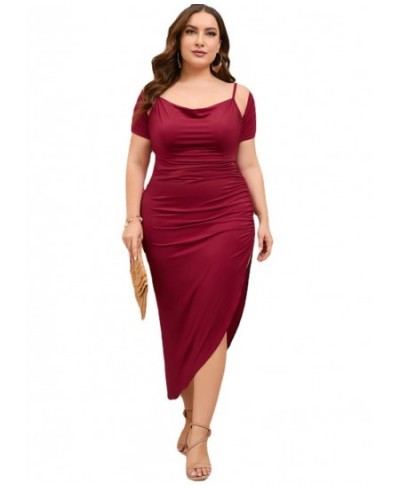 Plus Size Women Elegant Dresses Fashion Halter Shawl Party Dresses Solid Color Wrinkled Tight Dress Large Size Female Clothin...